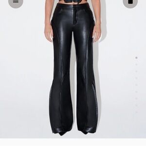 Black Flare Leather Pants